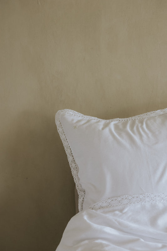 Capa de edredão Algodão Cetim com renda