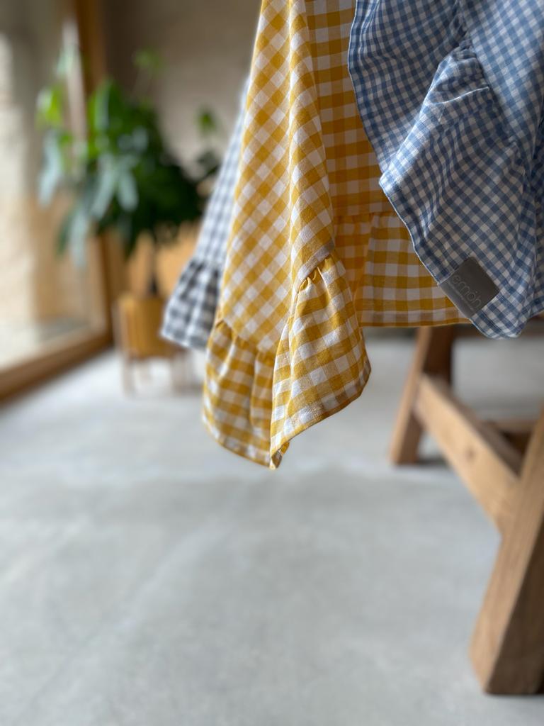 Grey Vichy Tablecloth Anti-Stain